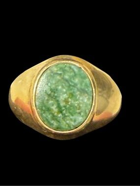 Vintage Krementz 18KT H.G.E Plated Mens MidCentury 1960-70 American Jade Size 13